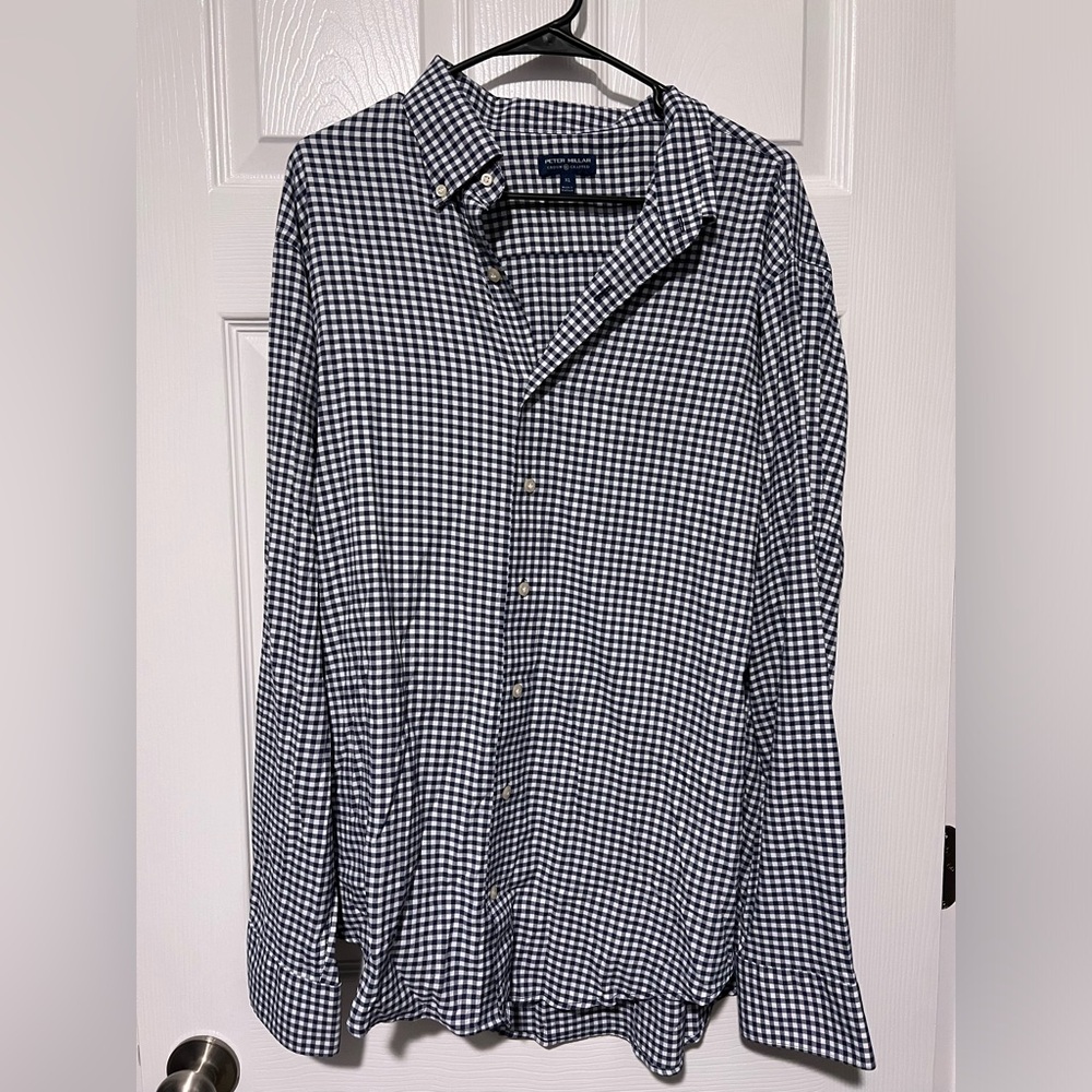 Peter Millar navy men’s button down sport shirt